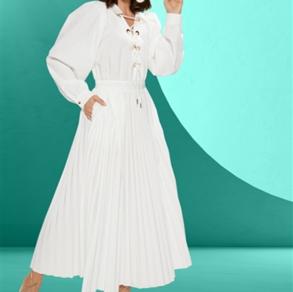 White Pleated Dress
